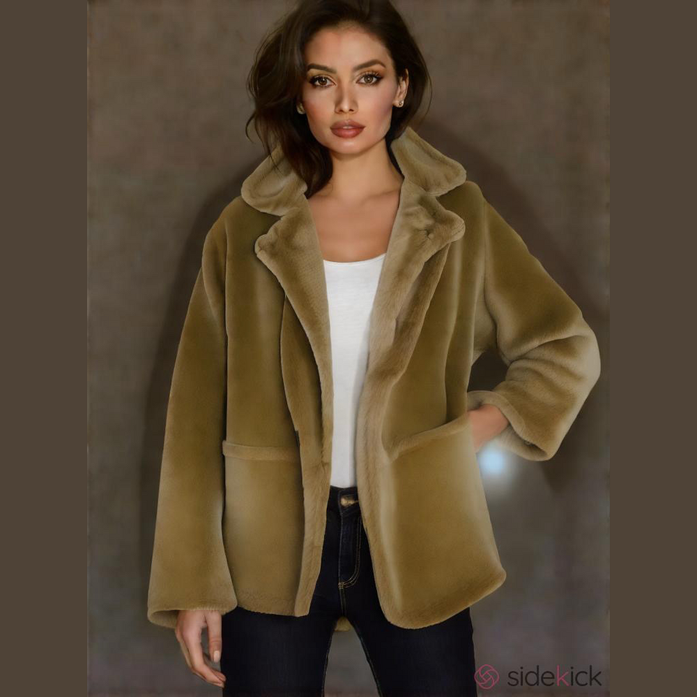 Catherine Malandrino Women’s Camel Faux Fur Teddy Coat Jacket Size Small